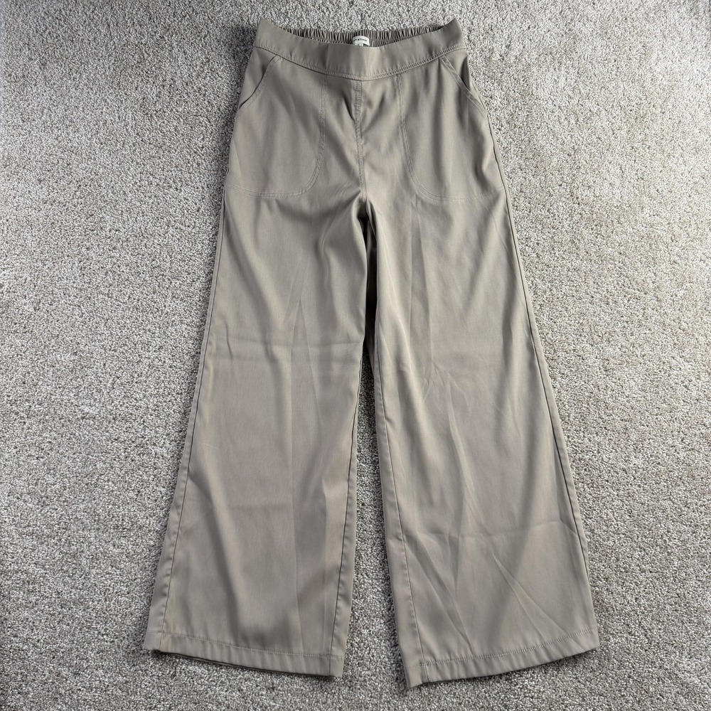 Max Studio Dress Pants Womens L Beige Twill Pull On Elastic Waist Pockets Casual